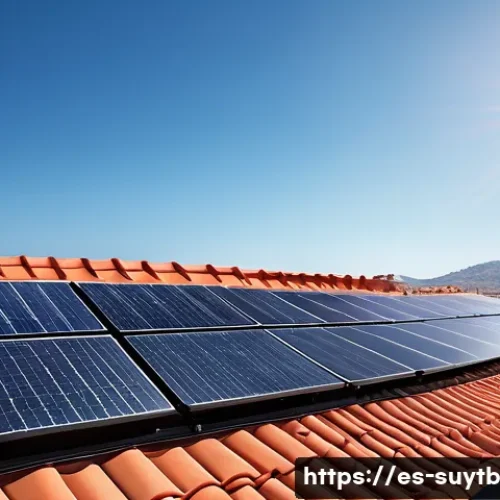 Home 32 태양광 패널 설치를 고려한 리노베이션 - A modern Spanish residential rooftop with south-facing, sloped red tile roof, fully covered with sle...