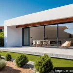 Home 19 환경 친화적인 방수 및 단열재 선택 - A modern eco-friendly home exterior showcasing natural rubber waterproofing materials applied on the...